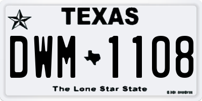 TX license plate DWM1108