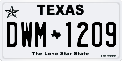 TX license plate DWM1209