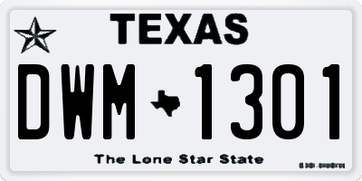 TX license plate DWM1301