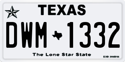 TX license plate DWM1332