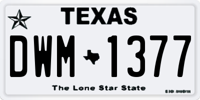 TX license plate DWM1377