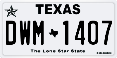 TX license plate DWM1407