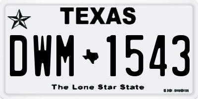 TX license plate DWM1543