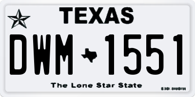 TX license plate DWM1551