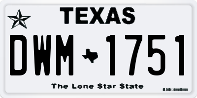 TX license plate DWM1751