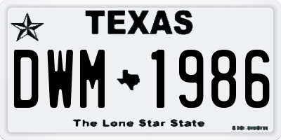 TX license plate DWM1986