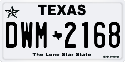 TX license plate DWM2168