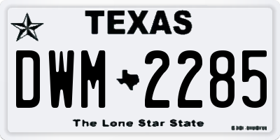 TX license plate DWM2285
