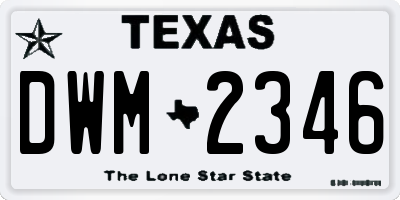 TX license plate DWM2346