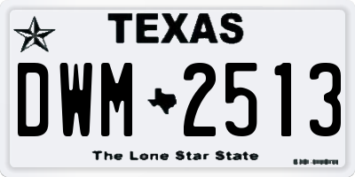 TX license plate DWM2513