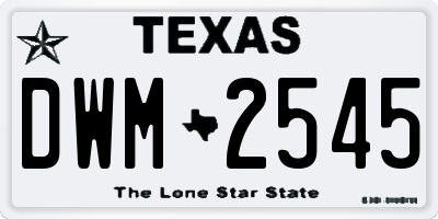 TX license plate DWM2545