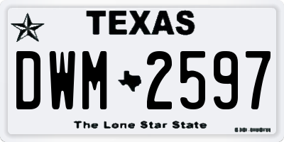 TX license plate DWM2597