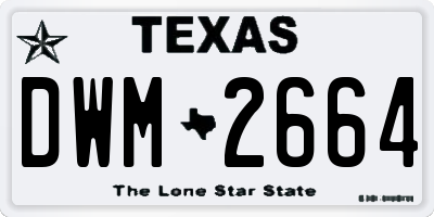 TX license plate DWM2664