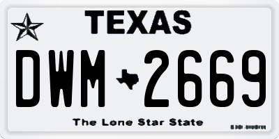 TX license plate DWM2669