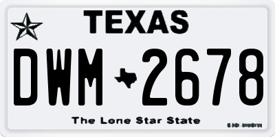TX license plate DWM2678