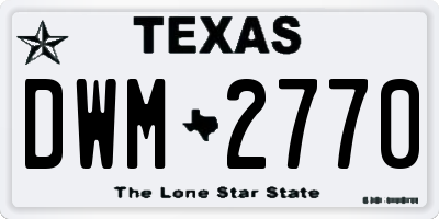 TX license plate DWM2770