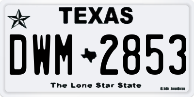 TX license plate DWM2853