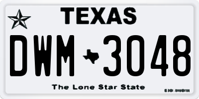 TX license plate DWM3048