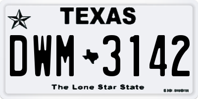 TX license plate DWM3142