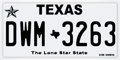 TX license plate DWM3263
