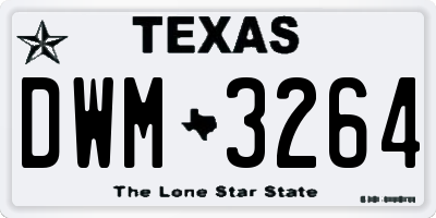 TX license plate DWM3264