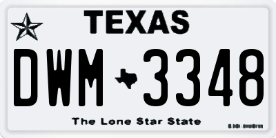 TX license plate DWM3348