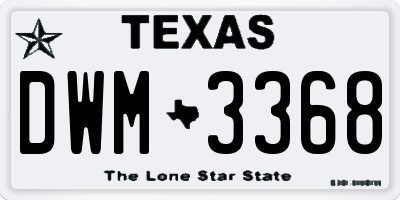 TX license plate DWM3368