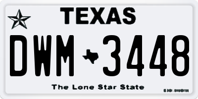 TX license plate DWM3448
