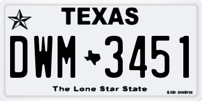 TX license plate DWM3451