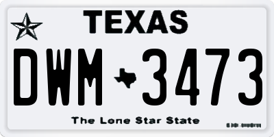 TX license plate DWM3473