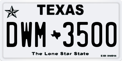 TX license plate DWM3500