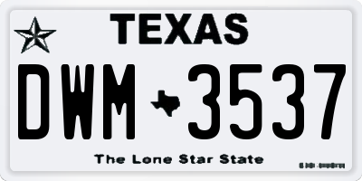 TX license plate DWM3537