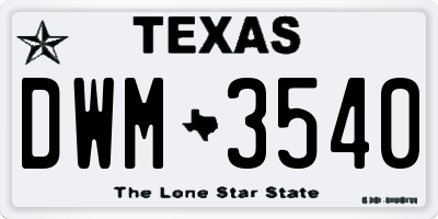 TX license plate DWM3540