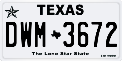 TX license plate DWM3672