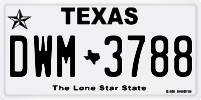 TX license plate DWM3788