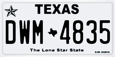 TX license plate DWM4835
