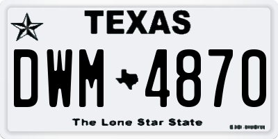 TX license plate DWM4870