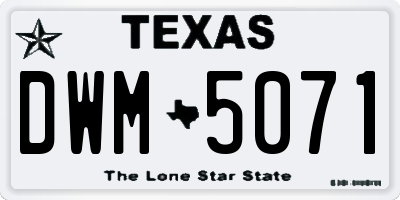 TX license plate DWM5071