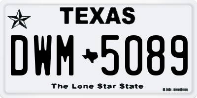 TX license plate DWM5089