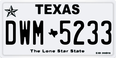TX license plate DWM5233