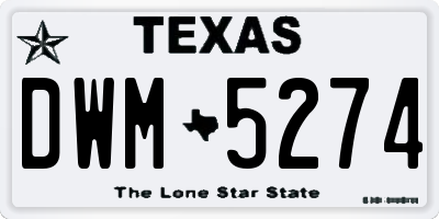 TX license plate DWM5274