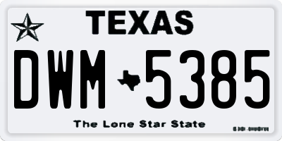 TX license plate DWM5385