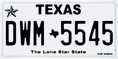 TX license plate DWM5545