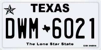 TX license plate DWM6021