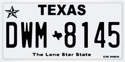 TX license plate DWM8145