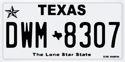 TX license plate DWM8307