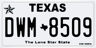 TX license plate DWM8509