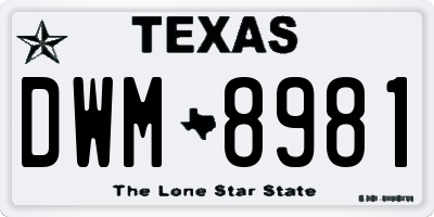 TX license plate DWM8981