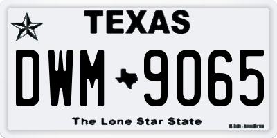 TX license plate DWM9065