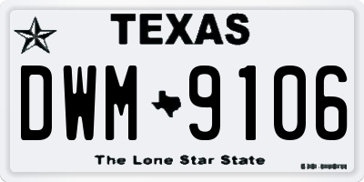TX license plate DWM9106